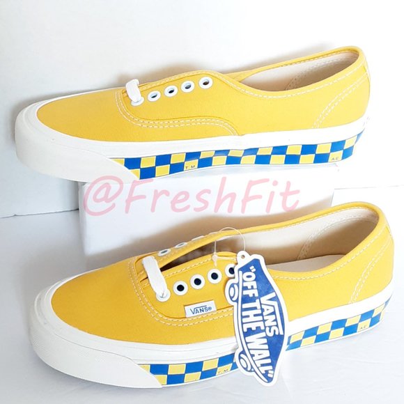 🆕Vans Authentic 44 DX Anaheim Factory OG Yellow Blue Check M7 | W8.5 NWT NWOB - Picture 1 of 8